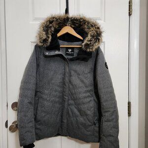 Obermeyer Women’s Tuscany II Charcoal Gray Ski Snow Jacket with Faux Fur Hood 18